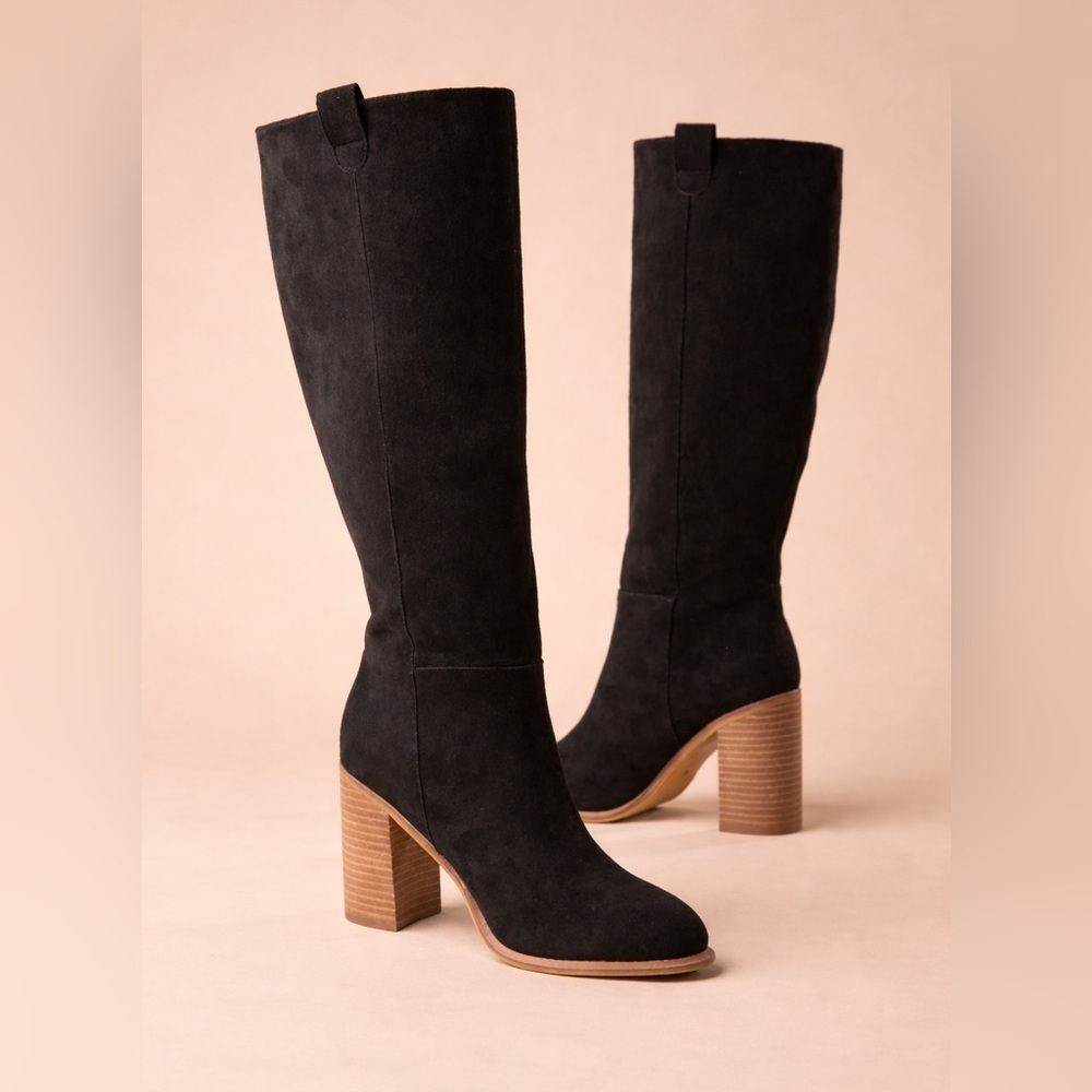 Altar'd State Black Suede Knee-High Boots Women's Size Large